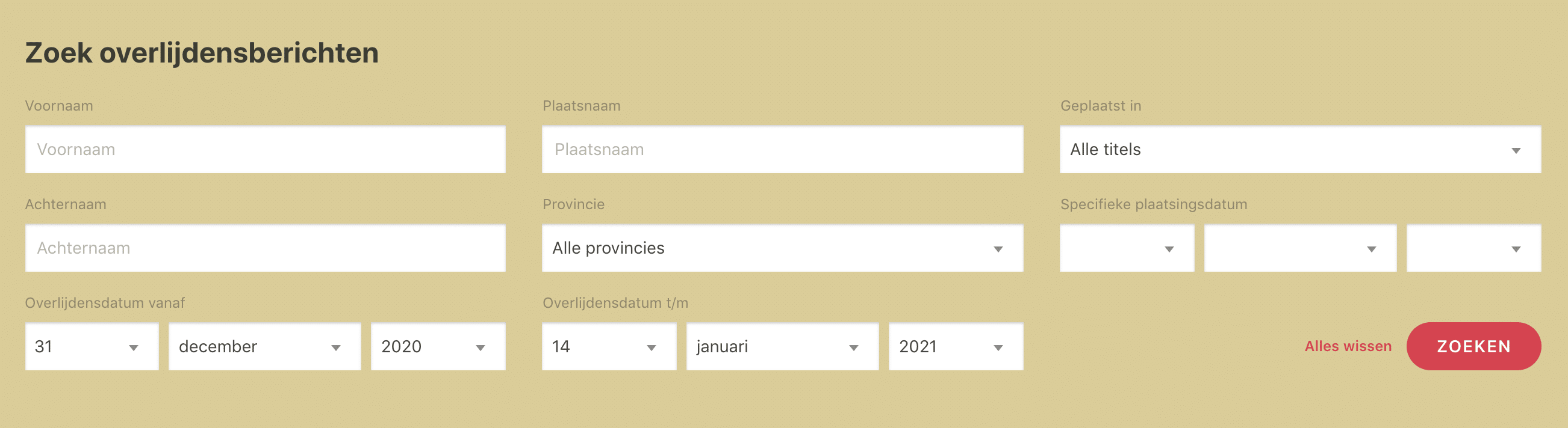 Overlijdensberichten zoeken